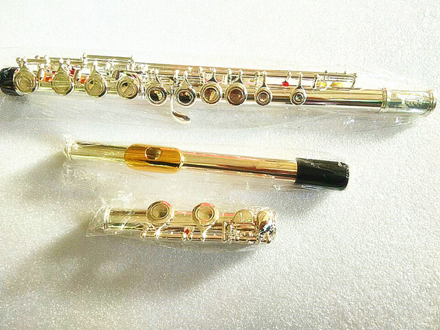 Flet poprzeczny Top Japan 212 SL 16 srebrne pozłacane ustniki, Flauta obturator C klucz, E klucz - Wianko - 4
