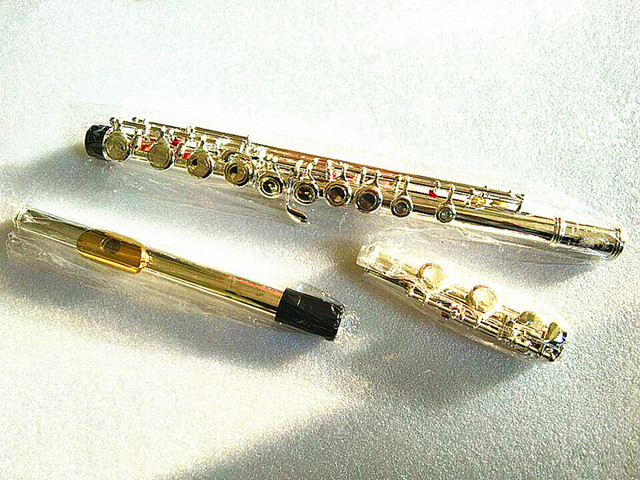 Flet poprzeczny Top Japan 212 SL 16 srebrne pozłacane ustniki, Flauta obturator C klucz, E klucz - Wianko - 3