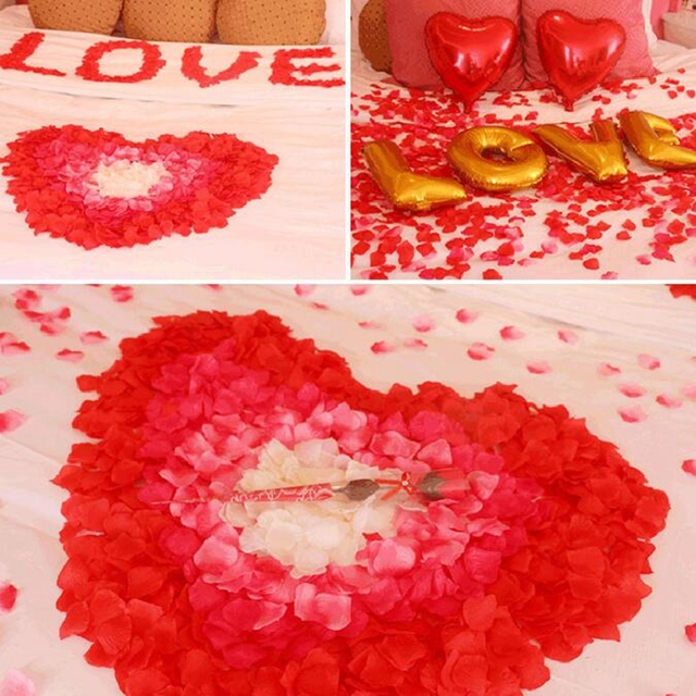 500/1000 sztuk materiałowych płatków róż do dekoracji łóżka weselnego - symulacja płatków ręcznie układanych dla małżeństwa - Wianko - 3