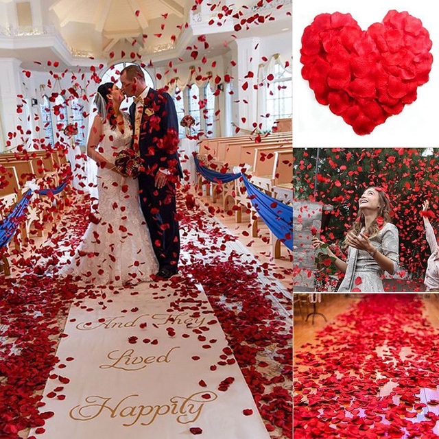 500/1000 sztuk materiałowych płatków róż do dekoracji łóżka weselnego - symulacja płatków ręcznie układanych dla małżeństwa - Wianko - 6