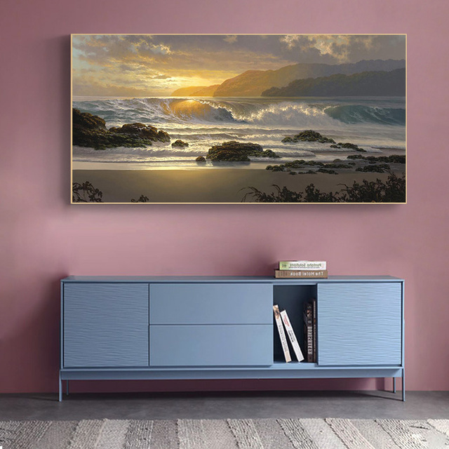 Plakat plażowy z zachodem słońca - obraz na płótnie - Wianko - 4