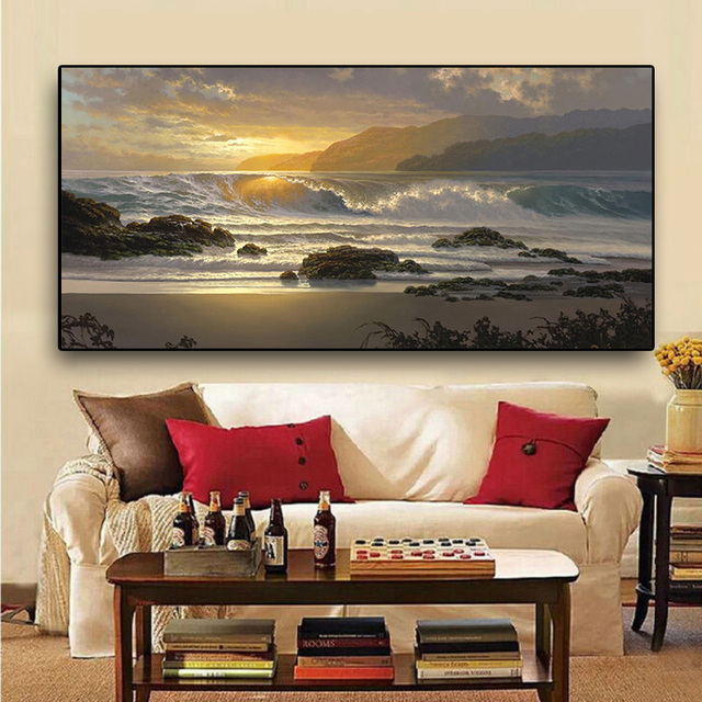 Plakat plażowy z zachodem słońca - obraz na płótnie - Wianko - 5
