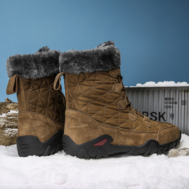 Zimowe buty śniegowe z futra męskie ocieplane - wodoodporne, trampki na co dzień 30°C (46-47) - Wianko - 12