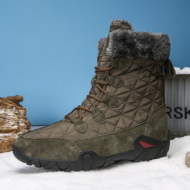 Zimowe buty śniegowe z futra męskie ocieplane - wodoodporne, trampki na co dzień 30°C (46-47) - Wianko - 8