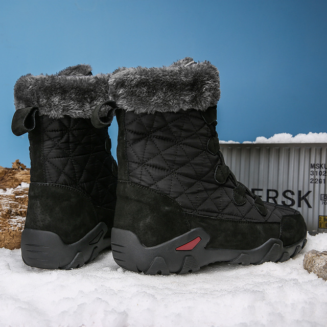 Zimowe buty śniegowe z futra męskie ocieplane - wodoodporne, trampki na co dzień 30°C (46-47) - Wianko - 10