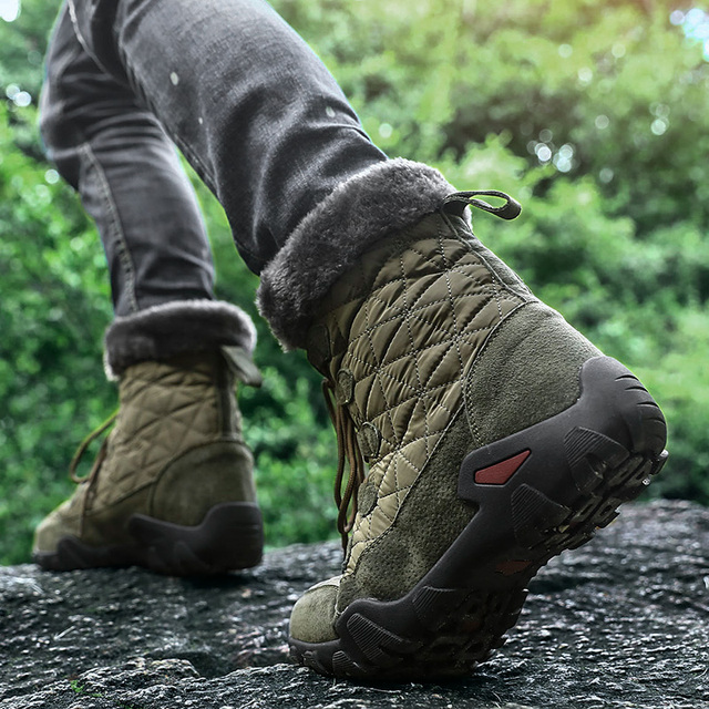 Zimowe buty śniegowe z futra męskie ocieplane - wodoodporne, trampki na co dzień 30°C (46-47) - Wianko - 38