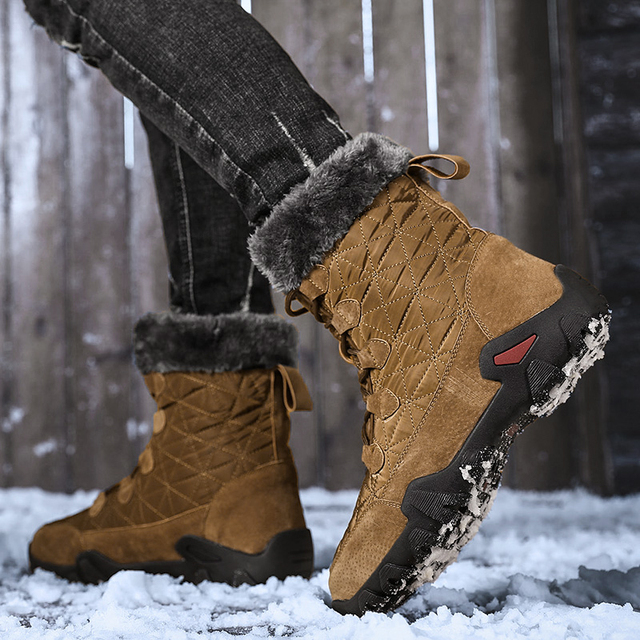 Zimowe buty śniegowe z futra męskie ocieplane - wodoodporne, trampki na co dzień 30°C (46-47) - Wianko - 19