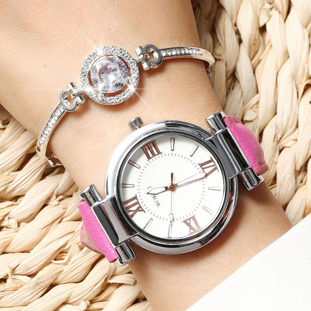 Damski zegarek z paskiem kwarcowym w minimalistycznym stylu, z tarczą romanowską - prezent ślubny dla dziewczyny - Wianko - 1