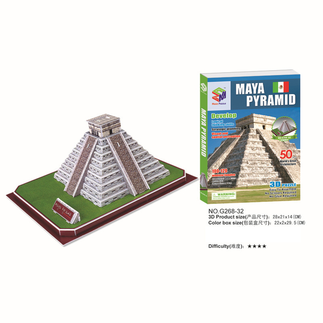 3D Puzzle Meksyku Maya - Model starożytnej piramidy w skali 1:100 - Zabawka edukacyjna dla dzieci - Wianko - 1