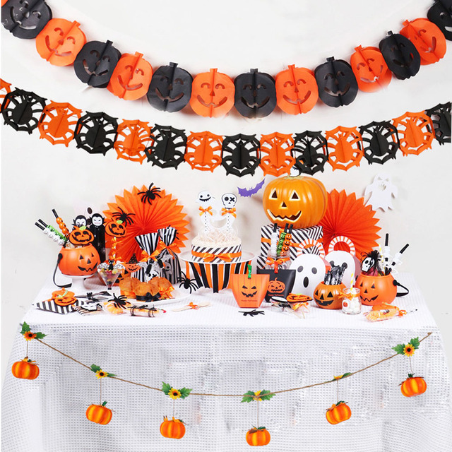 Tasiemka na Halloween w kształcie nietoperzy, dyni, duchów, pająków – dekoracje na przyjęcie, ozdoba domu - Wianko - 3