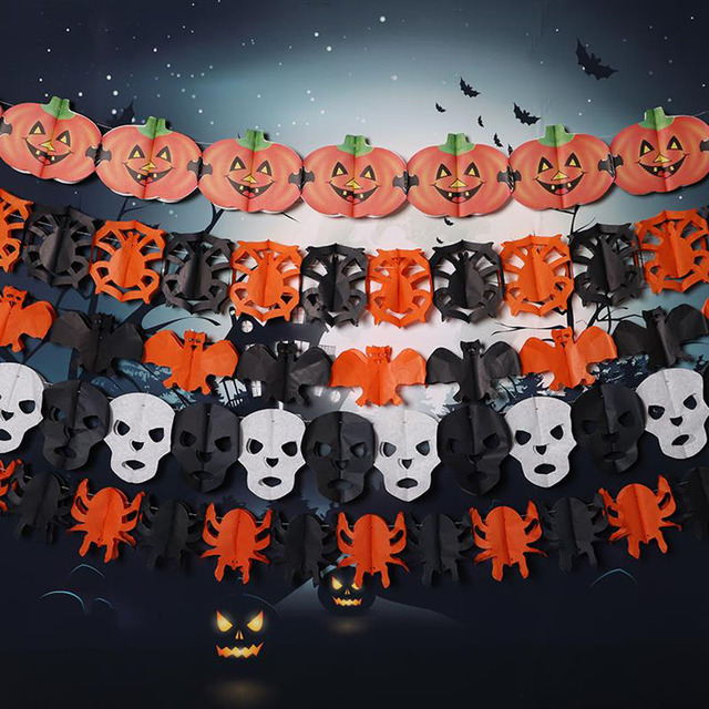 Tasiemka na Halloween w kształcie nietoperzy, dyni, duchów, pająków – dekoracje na przyjęcie, ozdoba domu - Wianko - 8