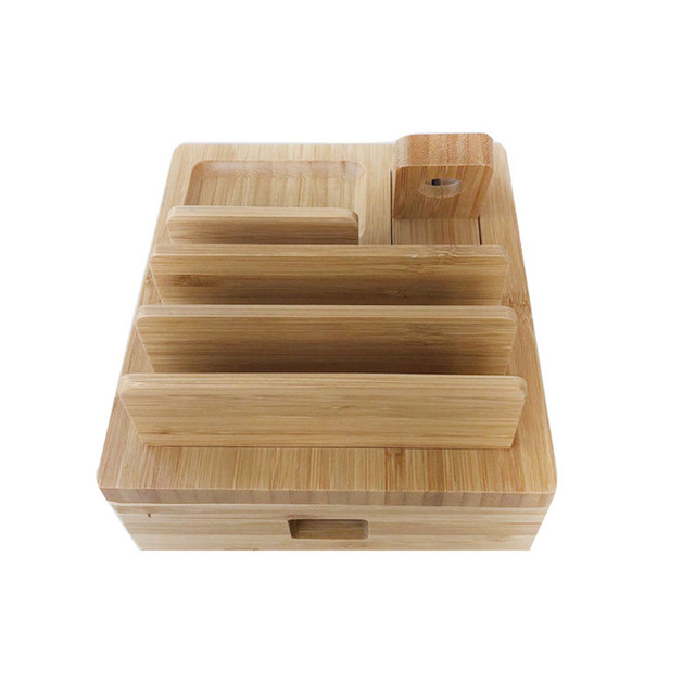 Uniwersalny stojak ładowarki i przechowywania na telefon komórkowy - drewniana podstawka bambusowa - Wianko - 4