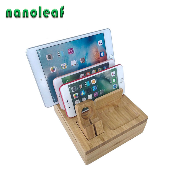 Uniwersalny stojak ładowarki i przechowywania na telefon komórkowy - drewniana podstawka bambusowa - Wianko - 1