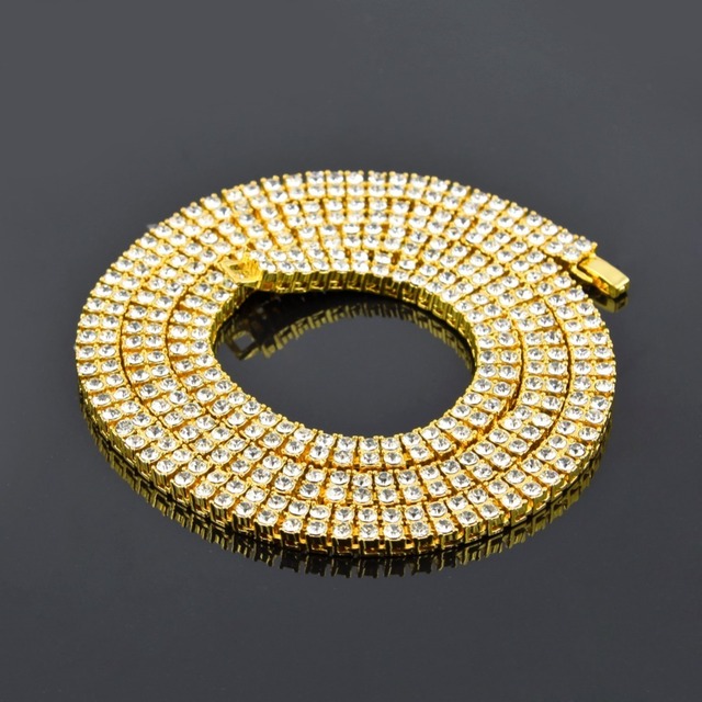 Zestaw biżuterii męskiej - srebrny, złoty i czarny kolor, łańcuch Hip-Hop z symulowanymi kamieniami 30 oraz bransoletka 8 - Wianko - 20