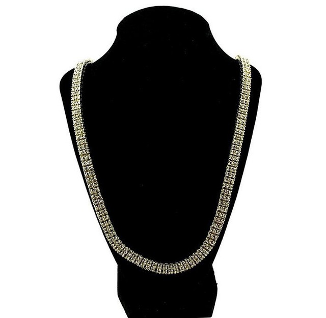 Zestaw biżuterii męskiej - srebrny, złoty i czarny kolor, łańcuch Hip-Hop z symulowanymi kamieniami 30 oraz bransoletka 8 - Wianko - 34