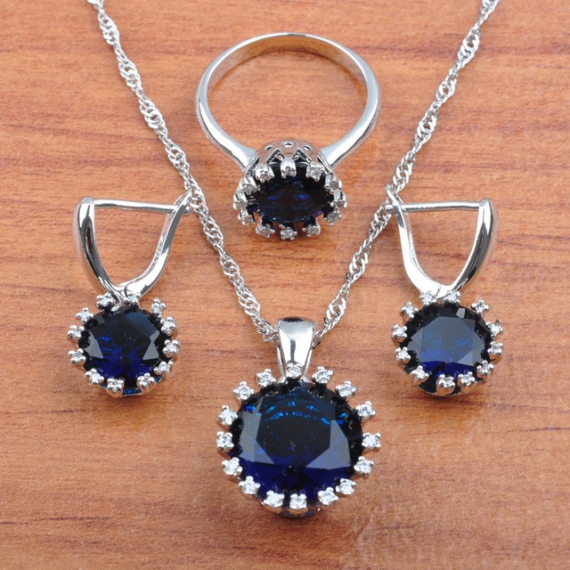 Zestaw biżuterii w kolorze srebrnym z naturalnym kryształem: naszyjnik, wisiorek, kolczyki, pierścień - Wianko - 6
