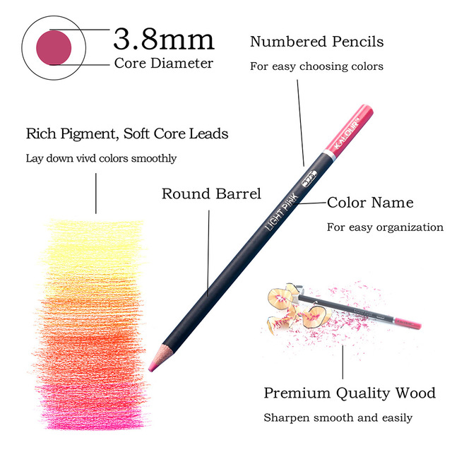 Zestaw ołówków kolorowych Premium Art Oil 180/72 - szkolne akwarele do rysowania i kredki artystyczne - Wianko - 36