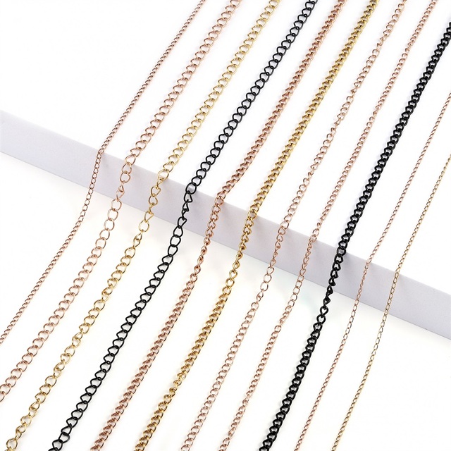 Biżuteria łańcuchy ze stali nierdzewnej, złotego koloru, luzem, 2-5 m/partia, 1.2-4.0mm - DIY elementy do wyrobu biżuterii - Wianko - 3