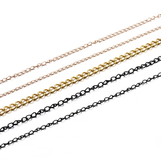 Biżuteria łańcuchy ze stali nierdzewnej, złotego koloru, luzem, 2-5 m/partia, 1.2-4.0mm - DIY elementy do wyrobu biżuterii - Wianko - 4