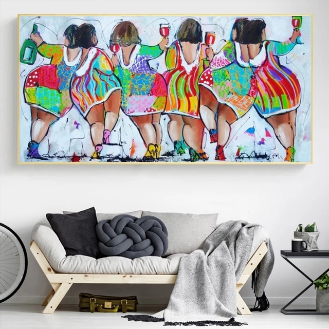 Obraz dekoracyjny na płótnie - Grube kobiety pijące graffiti - do salonu i sypialni - bez ramki - Wianko - 5