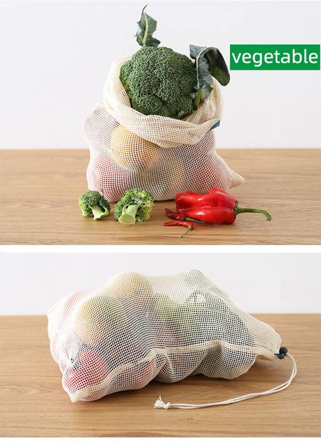 Bawełniana torba na zakupy wielokrotnego użytku do przechowywania owoców i warzyw w kuchni - pralna - Wianko - 4