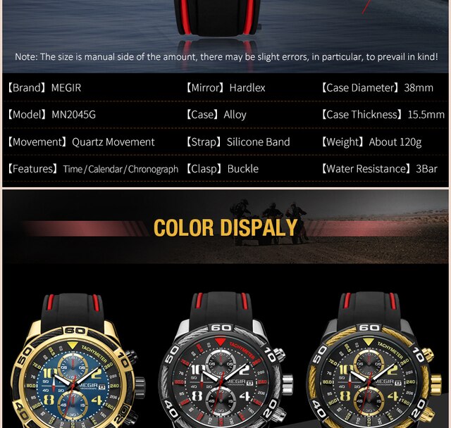 MEGIR 2045 - męski zegarek wojskowy z dużą tarczą i silikonowym paskiem - Wianko - 4