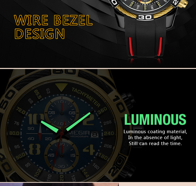MEGIR 2045 - męski zegarek wojskowy z dużą tarczą i silikonowym paskiem - Wianko - 7