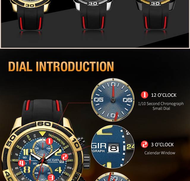 MEGIR 2045 - męski zegarek wojskowy z dużą tarczą i silikonowym paskiem - Wianko - 5