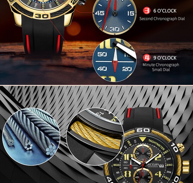 MEGIR 2045 - męski zegarek wojskowy z dużą tarczą i silikonowym paskiem - Wianko - 6