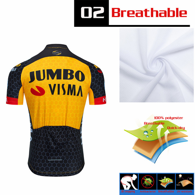 Zestaw koszulek kolarskich JUMBO VISMA 2021 z krótkim rękawem - letnia odzież rowerowa, oddychająca, idealna dla Mtb Maillot Ciclismo Outdoor Sports Bib Pant - Wianko - 4