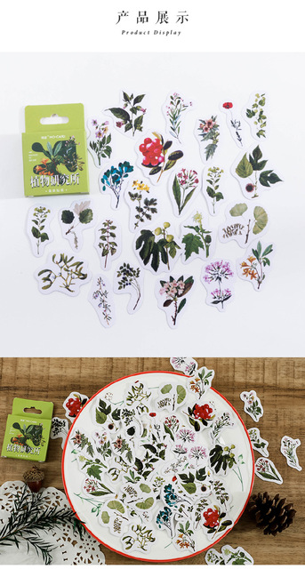46 sztuk naklejek Kawaii z naturalnymi roślinami i kwiatami do scrapbookingu - Wianko - 2