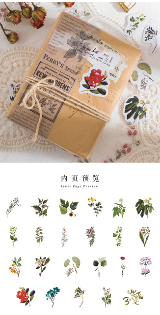 46 sztuk naklejek Kawaii z naturalnymi roślinami i kwiatami do scrapbookingu - Wianko - 7