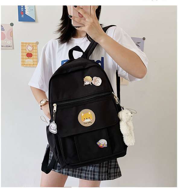 Plecak Beibaobao Fashion Girl - trendy i ładny tornister dla kobiet, wykonany z nylonu z plakietką Kawaii, idealny dla studentek - Wianko - 12
