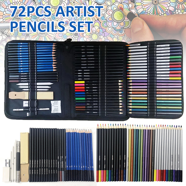 Profesjonalny zestaw ołówków rysunkowych do szkicowania i kolorowania 72 sztuki - Wianko - 1