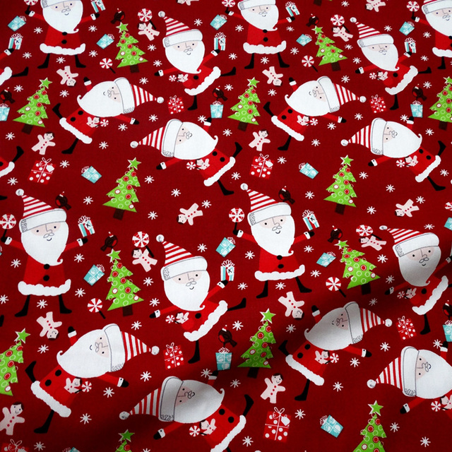 Materiał skośny bawełniany do szycia odzieży i pościeli dziecięcej – Świąteczna ozdobna tkanina na choinkę Świętego Mikołaja (0,5 metra) - Wianko - 24