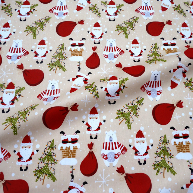 Materiał skośny bawełniany do szycia odzieży i pościeli dziecięcej – Świąteczna ozdobna tkanina na choinkę Świętego Mikołaja (0,5 metra) - Wianko - 40