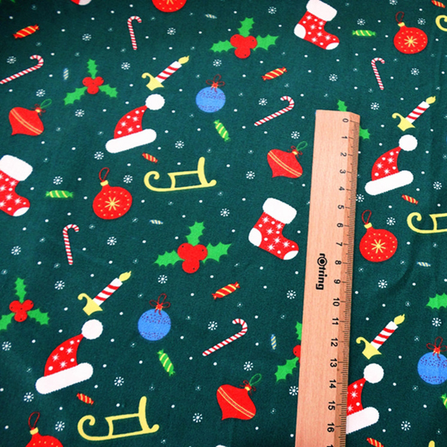 Materiał skośny bawełniany do szycia odzieży i pościeli dziecięcej – Świąteczna ozdobna tkanina na choinkę Świętego Mikołaja (0,5 metra) - Wianko - 9