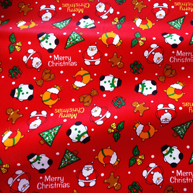 Materiał skośny bawełniany do szycia odzieży i pościeli dziecięcej – Świąteczna ozdobna tkanina na choinkę Świętego Mikołaja (0,5 metra) - Wianko - 12