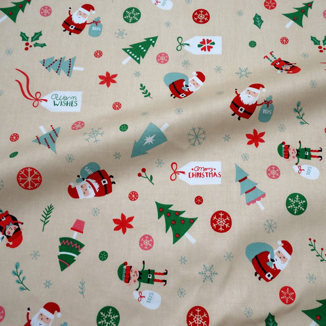 Materiał skośny bawełniany do szycia odzieży i pościeli dziecięcej – Świąteczna ozdobna tkanina na choinkę Świętego Mikołaja (0,5 metra) - Wianko - 42
