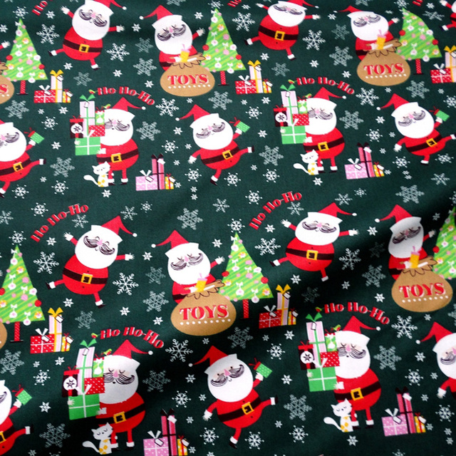 Materiał skośny bawełniany do szycia odzieży i pościeli dziecięcej – Świąteczna ozdobna tkanina na choinkę Świętego Mikołaja (0,5 metra) - Wianko - 29