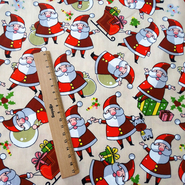 Materiał skośny bawełniany do szycia odzieży i pościeli dziecięcej – Świąteczna ozdobna tkanina na choinkę Świętego Mikołaja (0,5 metra) - Wianko - 5