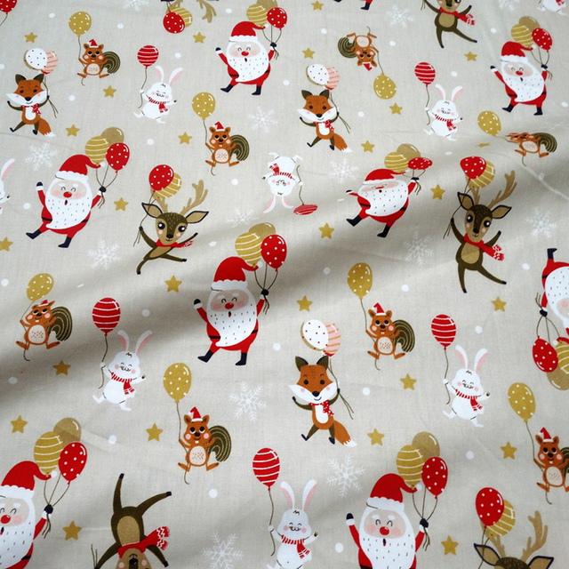 Materiał skośny bawełniany do szycia odzieży i pościeli dziecięcej – Świąteczna ozdobna tkanina na choinkę Świętego Mikołaja (0,5 metra) - Wianko - 44