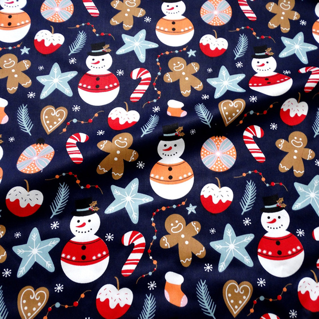 Materiał skośny bawełniany do szycia odzieży i pościeli dziecięcej – Świąteczna ozdobna tkanina na choinkę Świętego Mikołaja (0,5 metra) - Wianko - 22