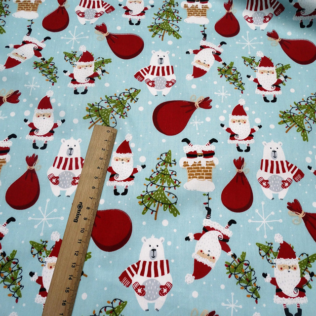 Materiał skośny bawełniany do szycia odzieży i pościeli dziecięcej – Świąteczna ozdobna tkanina na choinkę Świętego Mikołaja (0,5 metra) - Wianko - 41