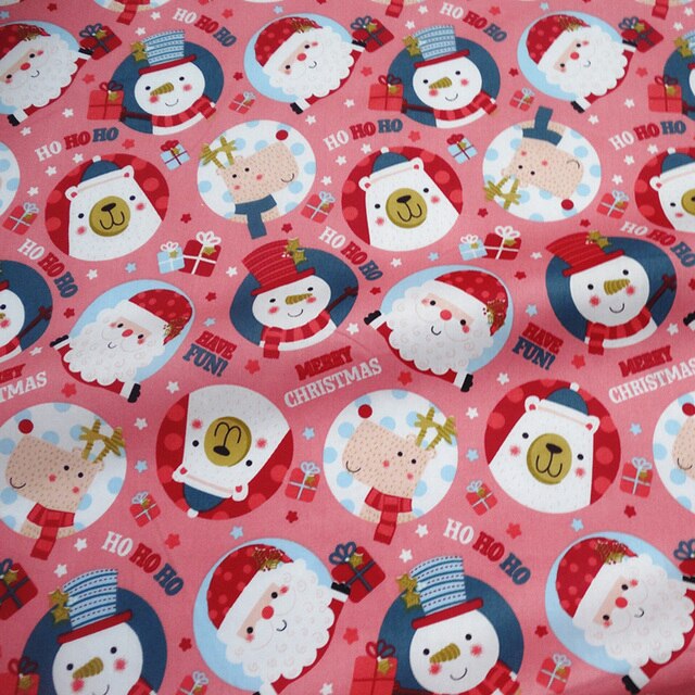 Materiał skośny bawełniany do szycia odzieży i pościeli dziecięcej – Świąteczna ozdobna tkanina na choinkę Świętego Mikołaja (0,5 metra) - Wianko - 35