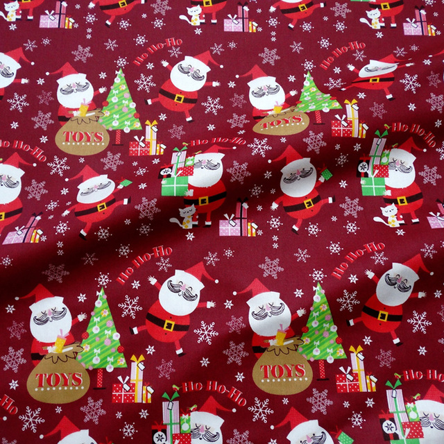 Materiał skośny bawełniany do szycia odzieży i pościeli dziecięcej – Świąteczna ozdobna tkanina na choinkę Świętego Mikołaja (0,5 metra) - Wianko - 30