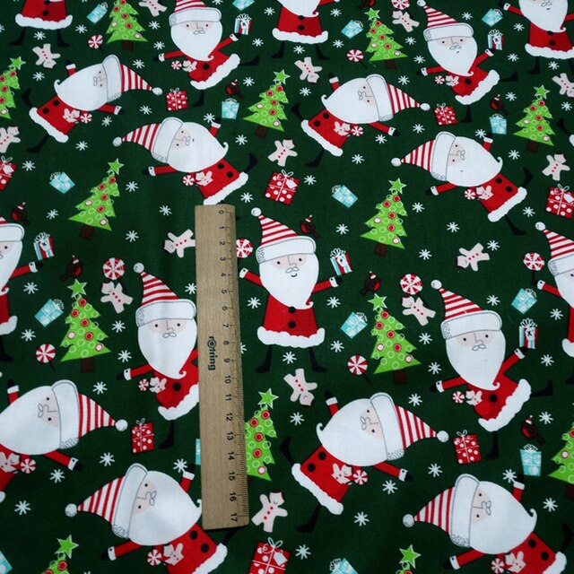 Materiał skośny bawełniany do szycia odzieży i pościeli dziecięcej – Świąteczna ozdobna tkanina na choinkę Świętego Mikołaja (0,5 metra) - Wianko - 25