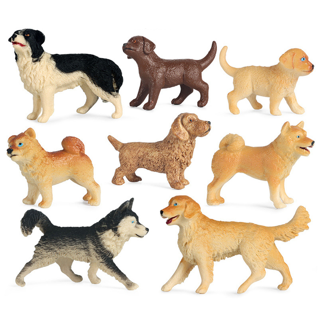 Model psa Golden Retriever, Shiba Inu, Husky - zestaw 8 sztuk, miniaturowa symulacja zwierząt pcv, zabawka dla dzieci i kolekcjonerski prezent - Wianko - 2