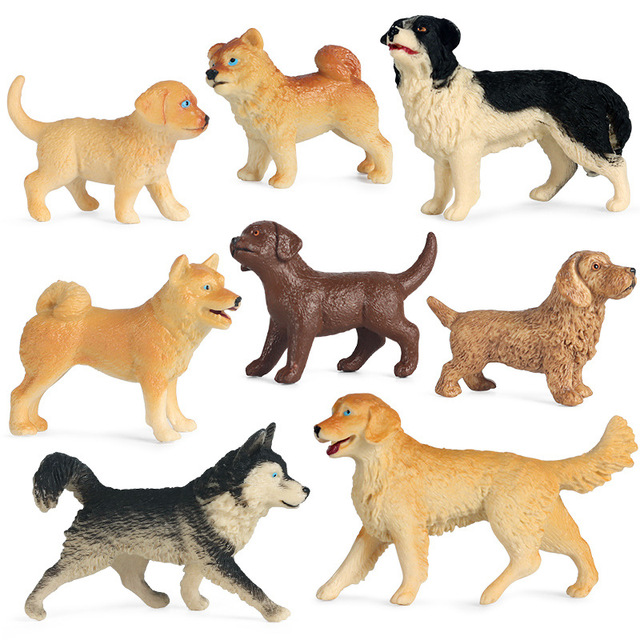 Model psa Golden Retriever, Shiba Inu, Husky - zestaw 8 sztuk, miniaturowa symulacja zwierząt pcv, zabawka dla dzieci i kolekcjonerski prezent - Wianko - 1