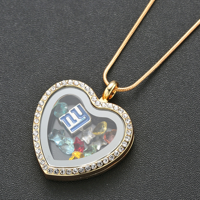 Wisiorek medalion naszyjnik w kształcie serca ze szkła żywego z 10 sztukami serca i Rhinestone Charms - Wianko - 3